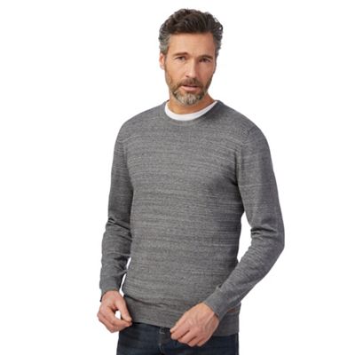 Big and tall grey crew neck jumper with wool
